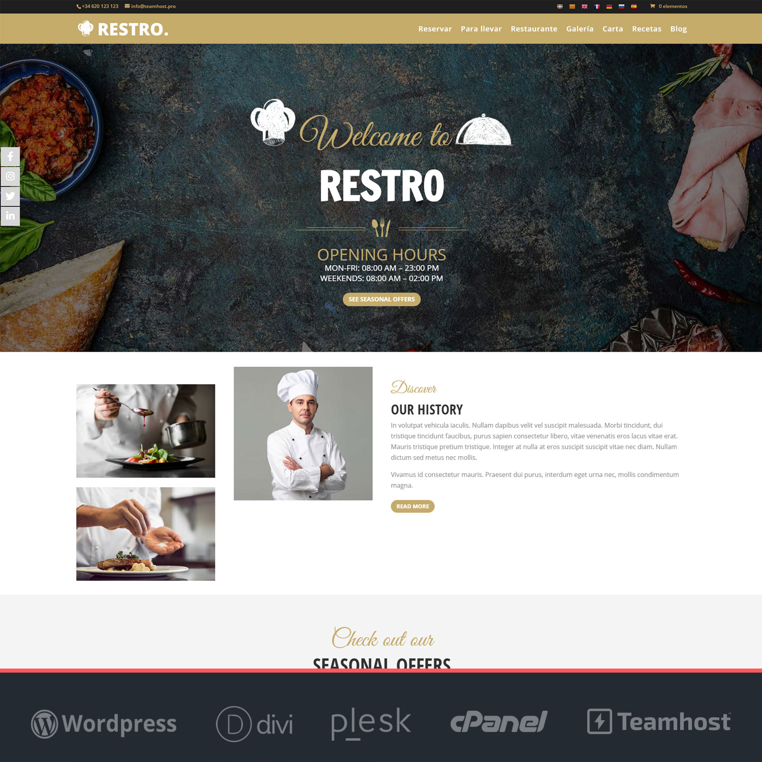 Página web para restaurantes Restro
