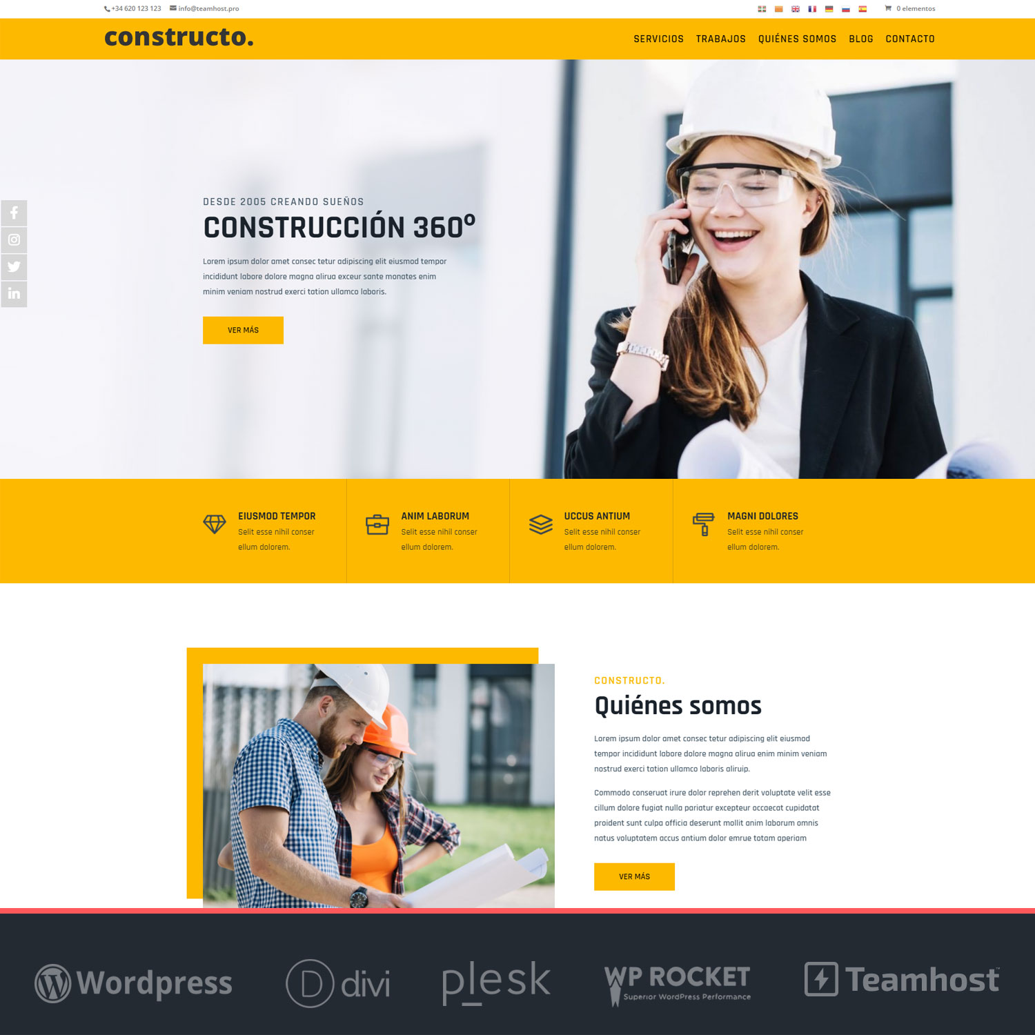 Constructo pagina web construcciones Wordpress y Divi