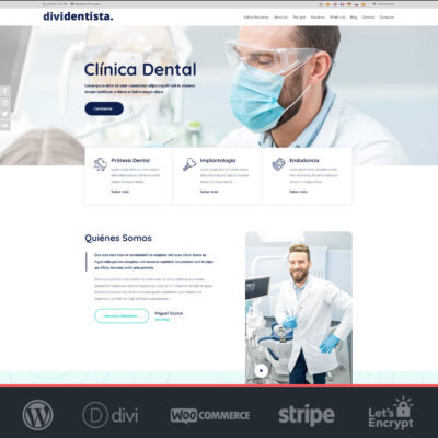 Crear página web WordPress Divi Dentistas